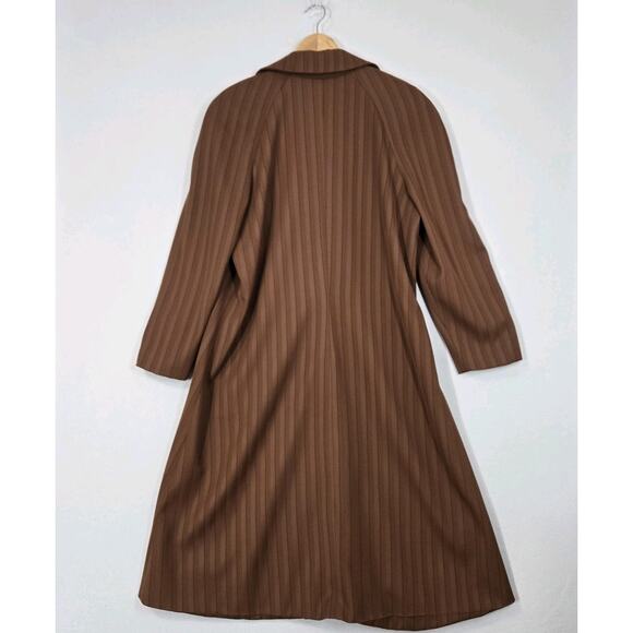 VTG Lily & Taylor Midi Coat 12 Brown Long Sleeve Pockets Button Front Oversized - Picture 9 of 16